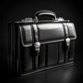 A timeless black leather briefcase with silver hardware and multiple compartments