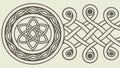 Timeless Celtic knot designs: circular emblem and elongated border pattern vector design Generative AI Royalty Free Stock Photo