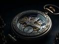 Timeless Craftsmanship: Inside an Antique Pocket Watch Royalty Free Stock Photo