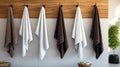 Timeless Elegance, Cotton Terry Towels in White, Black, and Grey. Generative AI