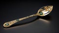 Timeless Elegance: Gold And Green Enamelled Spoon Inspired By Carlos Schwabe