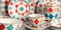 Timeless Elegance Meets Playful Pattern Vintage Argyle Kitchenware for a RetroInspired Home Royalty Free Stock Photo
