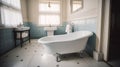 Timeless Elegance, Old-Fashioned Style Bathroom with a Classic White Bathtub. Generative AI Royalty Free Stock Photo