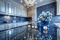 Timeless Elegance: A Stunning Blue Pearl Granite Background for a Classic Interior Design. Explore the Royalty Free Stock Photo