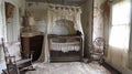 Timeless Elegance: Vintage Nursery with Antique Crib, Heirloom Rocking Chair, and Delicate Lace Canopy