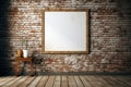 Timeless elegance Vintage room with white brick wall, wood floor Royalty Free Stock Photo