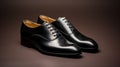 Timeless Grace: Black Leather Lapel Oxford Shoe In The Style Of Jean Giraud