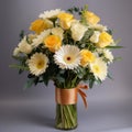 Timeless Grace: Gerbera And Rose Arrangement In White And Yellow Royalty Free Stock Photo