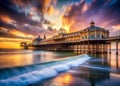 A Timeless Impression of Victorian Brightons Seaside Architecture A Long Exposure Photography Masterpiece Capturing the Royalty Free Stock Photo