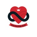 Timeless Love concept, vector symbol created with infinity loop sign Royalty Free Stock Photo