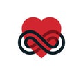 Timeless Love concept, vector symbol created with infinity loop sign Royalty Free Stock Photo