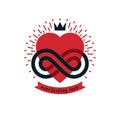 Timeless Love concept, vector symbol created with infinity loop Royalty Free Stock Photo