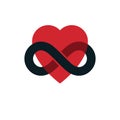 Timeless Love concept, vector symbol created with infinity loop Royalty Free Stock Photo