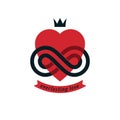 Timeless Love concept, vector symbol created with infinity loop Royalty Free Stock Photo