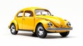 Timeless Nostalgia Yellow Volkswagen Beetle On White Background Royalty Free Stock Photo