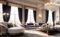 Timeless Opulence: High-End Room Interior in an Elite Class Setting Royalty Free Stock Photo