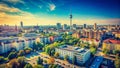 A Timeless Perspective of Berlins Marzahn District A Vintage Panorama Under a Pristine Blue Sky Capturing the Charm Royalty Free Stock Photo