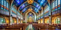A Timeless Sanctuary Exploring the Architectural Elegance of a Modern Church Interior through Serene Photography Royalty Free Stock Photo