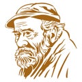 Old man Thinker Printable Vector Stencil Art