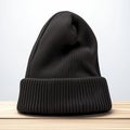 Timeless style Black knitted hat for men isolated on white Royalty Free Stock Photo