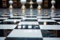 Timeless style, checkerboard marble floor graced with black and white Royalty Free Stock Photo