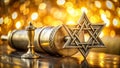 A Timeless Symbol of Jewish Heritage The Star of David and Torah Scroll in a Powerful Visual Representation Royalty Free Stock Photo