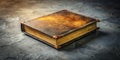 A timeless tome an aged leather-bound book rests on a dark textured surface. Generative AI Royalty Free Stock Photo