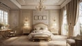 Timeless Traditional Bedroom interior.Classic bedroom style. Generative Ai Royalty Free Stock Photo