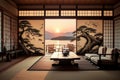 Timeless Traditional Japanese decorated room. Generate ai