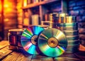 A Timeless Treasure Exploring a Stack of Vintage CDs a 90s Music Nostalgia Trip and the Retro Charm Royalty Free Stock Photo