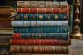 Timeless Treasures: Exploring the Charm of Old Leather Bound Books Royalty Free Stock Photo