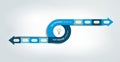 Timeline, Circle, round divided in two arrows. Template, scheme, diagram, chart, graph, presentation.