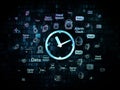 Timeline concept: Clock on Digital background