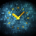 Timeline concept: Clock on digital background Royalty Free Stock Photo
