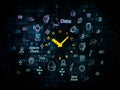 Timeline concept: Clock on Digital background