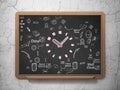 Timeline concept: Clock on School Board background Royalty Free Stock Photo