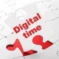 Timeline concept: Digital Time on puzzle background Royalty Free Stock Photo