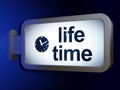 Timeline concept: Life Time and Clock on billboard background Royalty Free Stock Photo