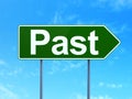 Timeline concept: Past on road sign background