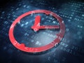 Timeline concept: Red Clock on digital background Royalty Free Stock Photo
