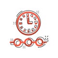 Timeline icon in comic style. Progress cartoon vector illustration on white isolated background. Diagram splash effect business