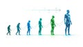 Digital human evolution timeline from ape to modern man on white background progress development Royalty Free Stock Photo