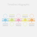 Timeline Infographic colour dash line circles and