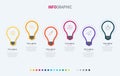 Timeline infographic design vector. 6 steps, light bulbs workflow layout. Vector infographic timeline template. Royalty Free Stock Photo