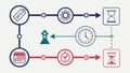 Timeline infographic elements, process steps, flow chart, business timeline, data flow vector design Generative AI Royalty Free Stock Photo
