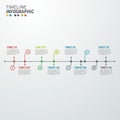 Timeline infographic with a minimalist design features a horizontal line divided by Royalty Free Stock Photo