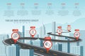 Timeline infographic road concept on similar New York City skyli