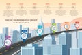 Timeline infographic road concept on similar New York City