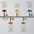 Timeline infographic 5 steps vector design template. Can be used for workflow processes.