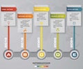 Timeline infographic 5 steps vector design template. Can be used for workflow processes.